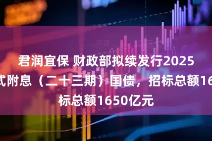 君润宜保 财政部拟续发行2025年记账式附息（二十三期）国债，招标总额1650亿元